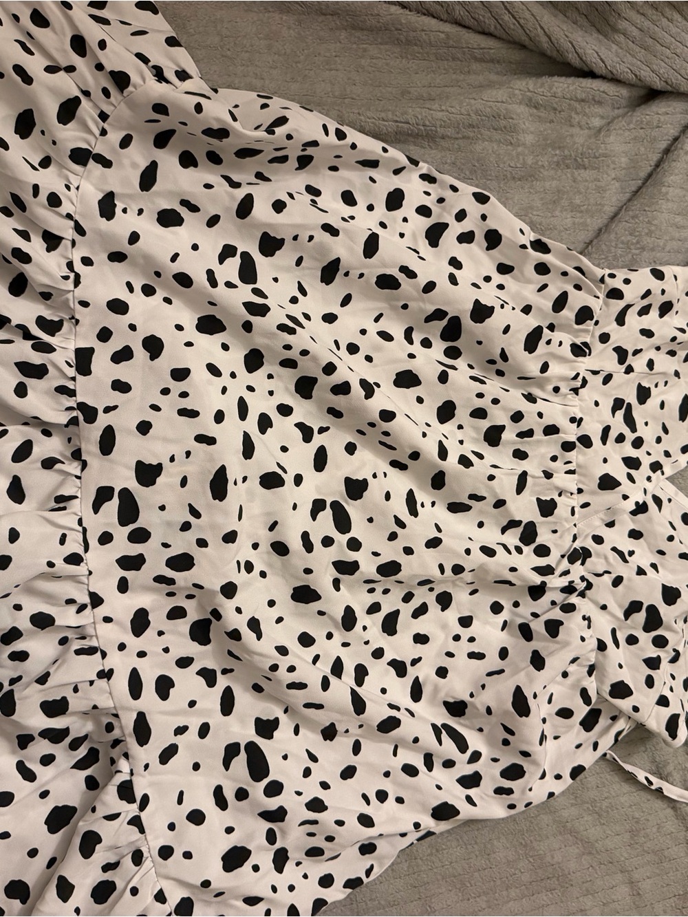 SHEIN Black and White Dalmatian Ruffle Mini Skirt